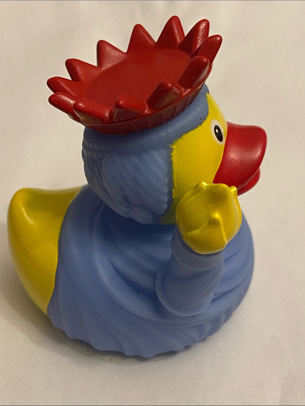Festive Voice Rubber Duck Statue of Lady Liberty   Blue Yellow and Red 1.5” Inch - Picture 2 of 5